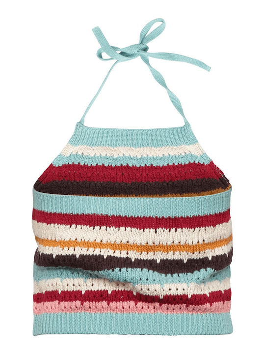 Vintage Women's Summer Crop Top Cotton with Straps & Halter Neck Striped Multicolour
