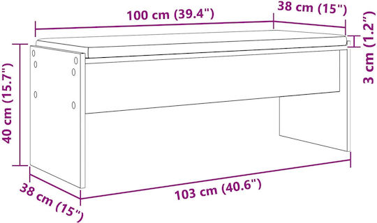 Мебел за антре с Пейка Сив 103x38x40см