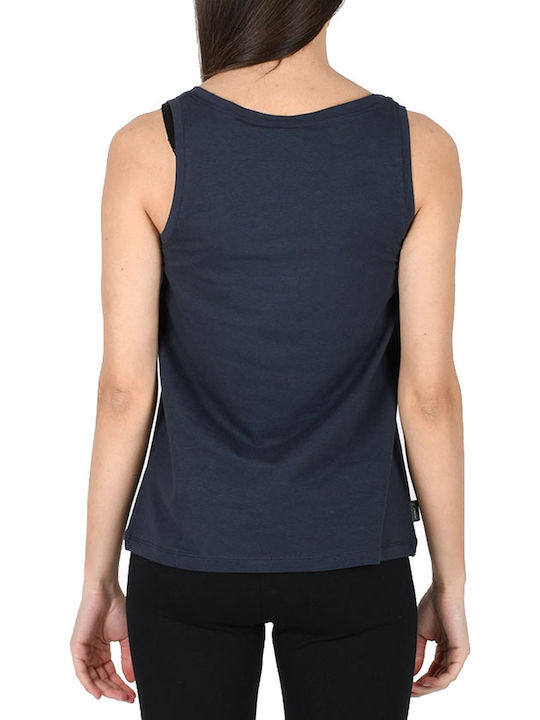 Women's Summer Blouse Cotton Sleeveless with V Neckline Navy Blue