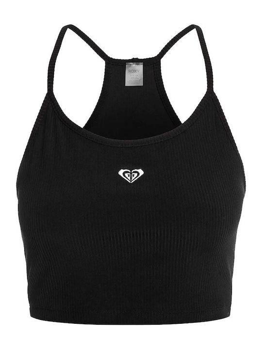 Rise & Vibe Women's Athletic Crop Top with Straps Black