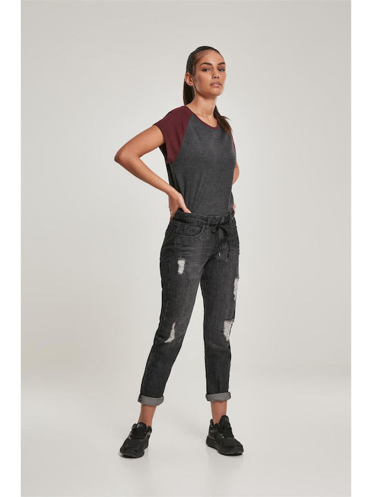 Damen T-Shirt Charcoal/Redwine