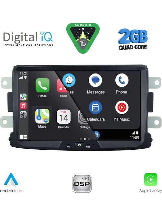 Digital IQ Auto-Audiosystem für Renault Erfassen 2013-2019 Bluetooth USB Eingebautes Wi-Fi GPS Apple CarPlay Android Auto mit 8 Zoll Touchscreen