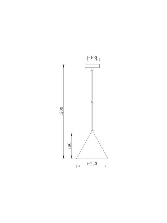 Braytron Pendant Light Black with Socket E27 22x120x22cm