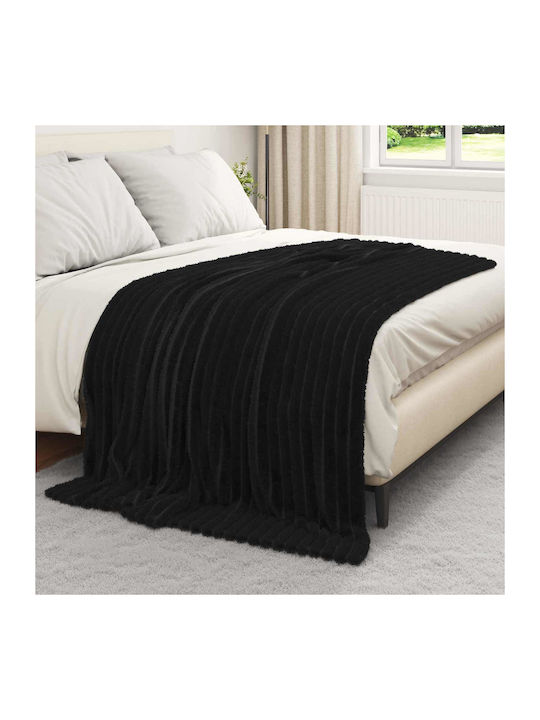vidaXL Ριχτάρι Πολυθρόνας Fleece 200x150εκ. Μαύρο 42016886