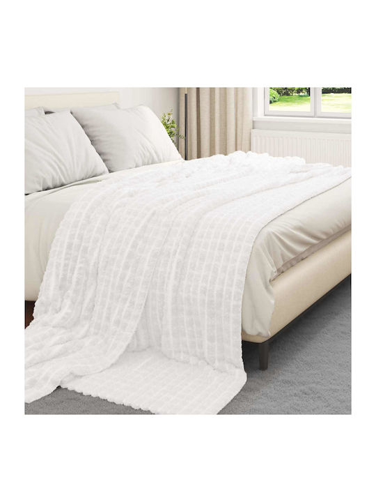 vidaXL Ριχτάρι Διθέσιου Καναπέ Fleece 270x240εκ. Λευκό