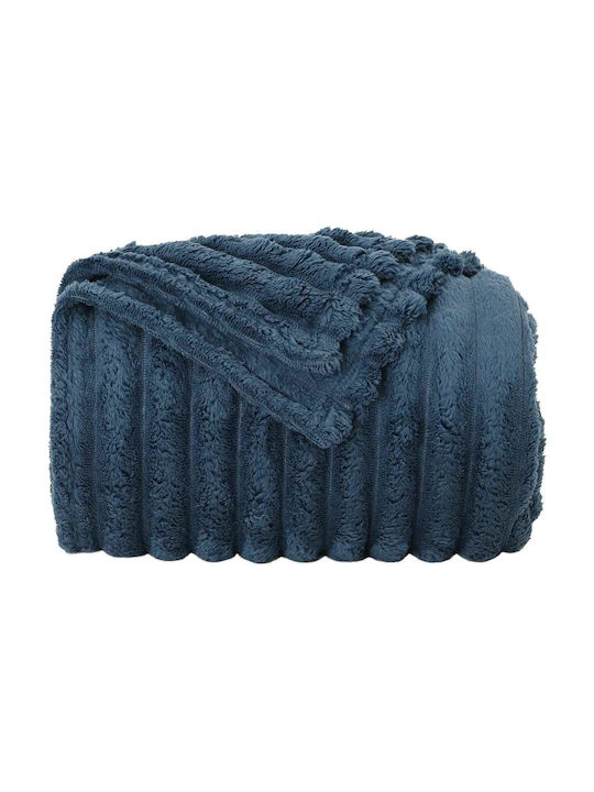 vidaXL Ριχτάρι Πολυθρόνας Fleece 200x150εκ. Σκούρο Μπλε 42016882