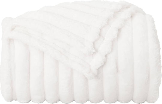 vidaXL Ριχτάρι Πολυθρόνας Fleece 200x150εκ. Λευκό