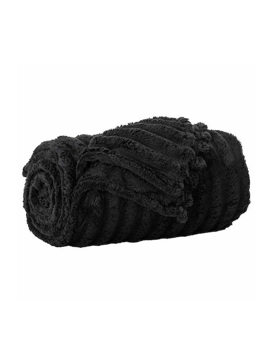 vidaXL Ριχτάρι Πολυθρόνας Fleece 240x220εκ. Μαύρο