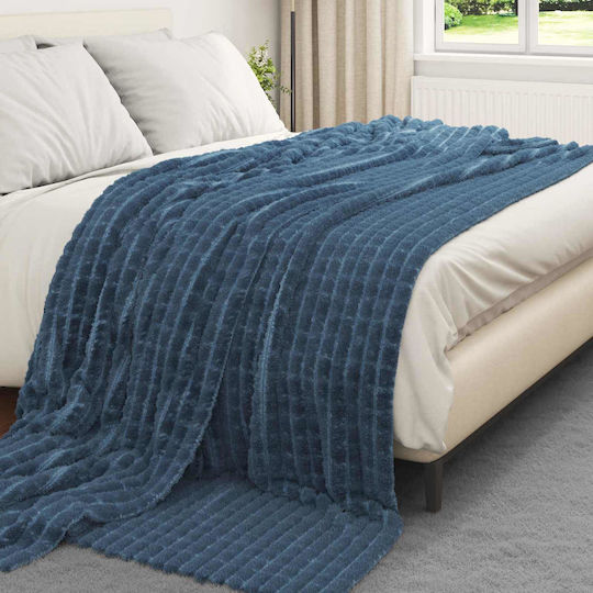 vidaXL Throws & Couch Blankets Armchair Throw Fleece 240x220cm Dark Blue