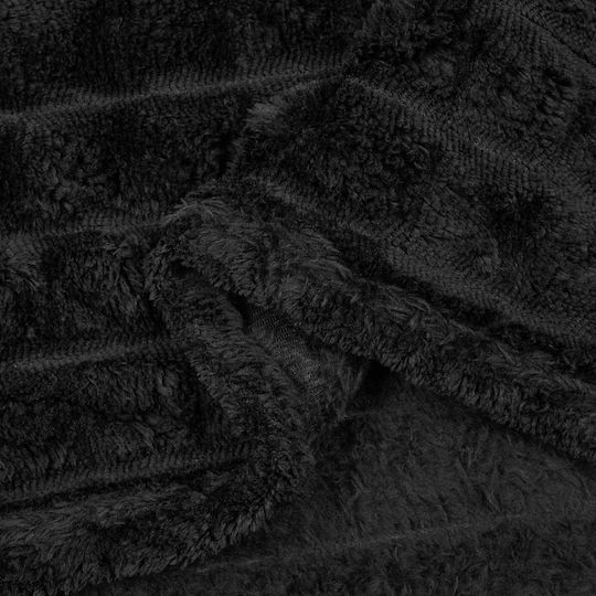 vidaXL Фотьойл Throw Полар 200x150см Черен