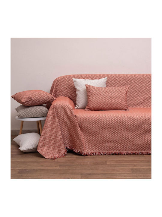 Viopros Throws & Couch Blankets Sofa Throws 2 Seater Chenille 180x240cm Terra Cotta
