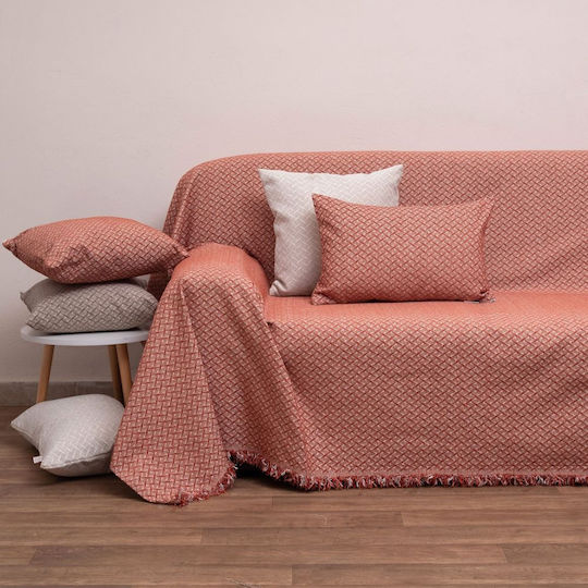 Viopros Throws & Couch Blankets Sofa Throws 2 Seater Chenille 180x240cm Terra Cotta