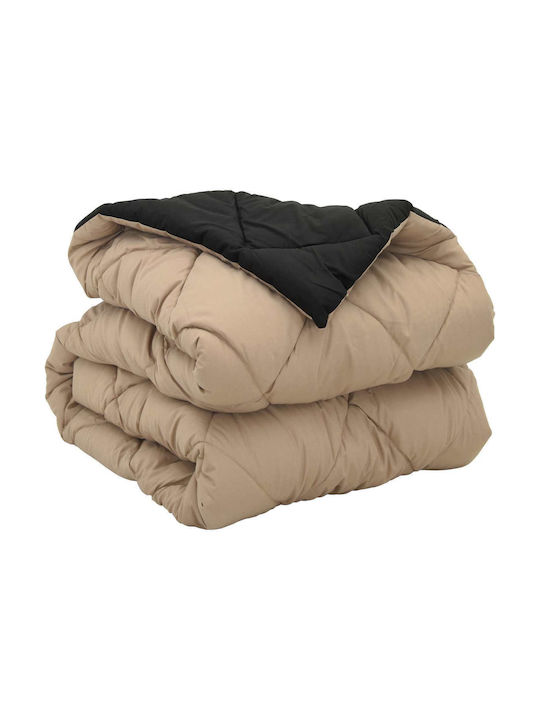 vidaXL Super King Blanket 220x135cm Black and Tan
