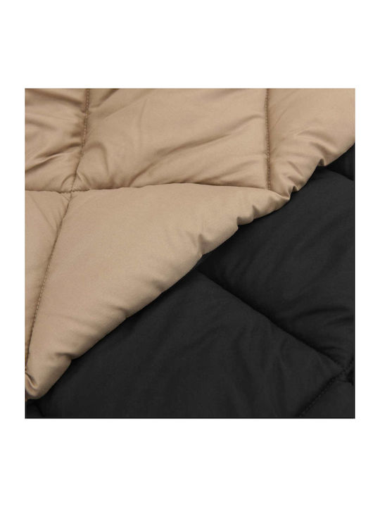 vidaXL Double Blanket 220x200cm Black and Tan