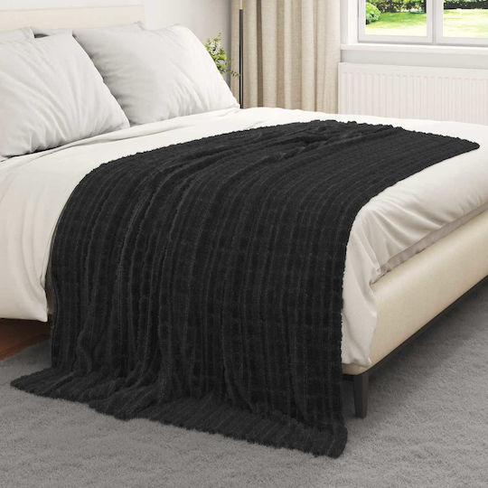 vidaXL Fleece Blanket Double 200x150cm Black