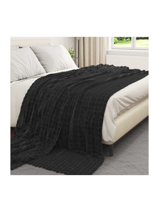 vidaXL Fleece-Decke Übergröße 240x220cm Schwarz