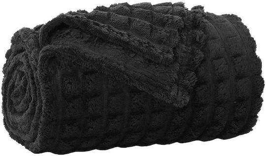 vidaXL Fleece-Decke King Size 270x240cm Schwarz