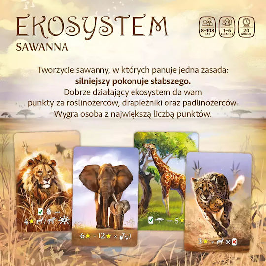 Board Game Ecosystem 3 Savannah for 1-6 Players 8+ Years Old (PL) Nasza Ksiegarnia