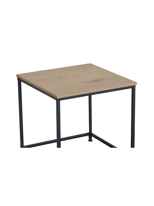 Square Side Coffee Table Kivos Metal Sonoma Black W45xL45xH45cm