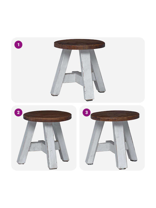Round Side Table Wooden Beige M22xW22xH24cm