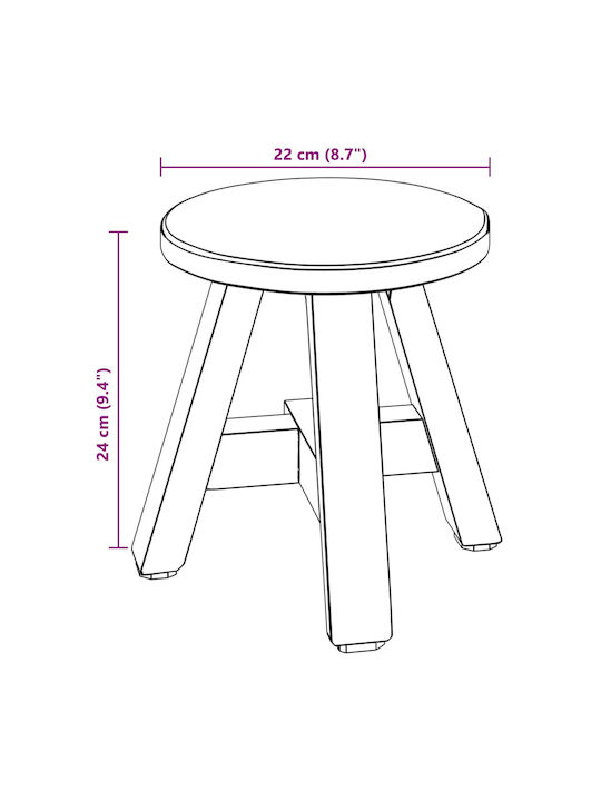 Round Side Table Wooden Beige M22xW22xH24cm