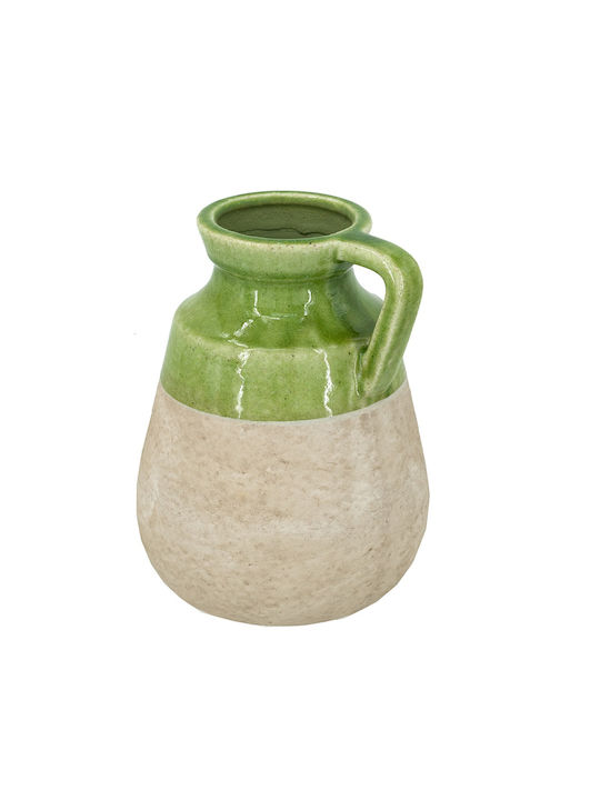 Artekko Candia Vază Ceramică Verde Bej 15.5x14.5x20 Cm