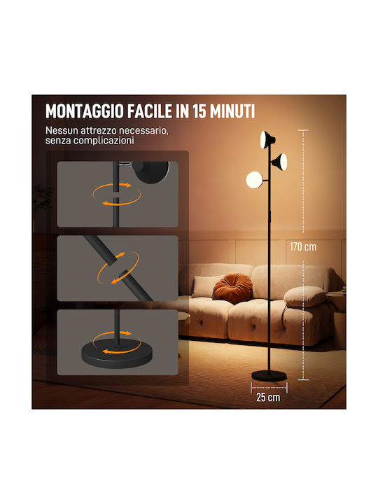 LED Floor Lamp with RGB Light Black