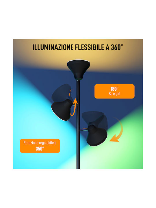 LED Floor Lamp with RGB Light Black