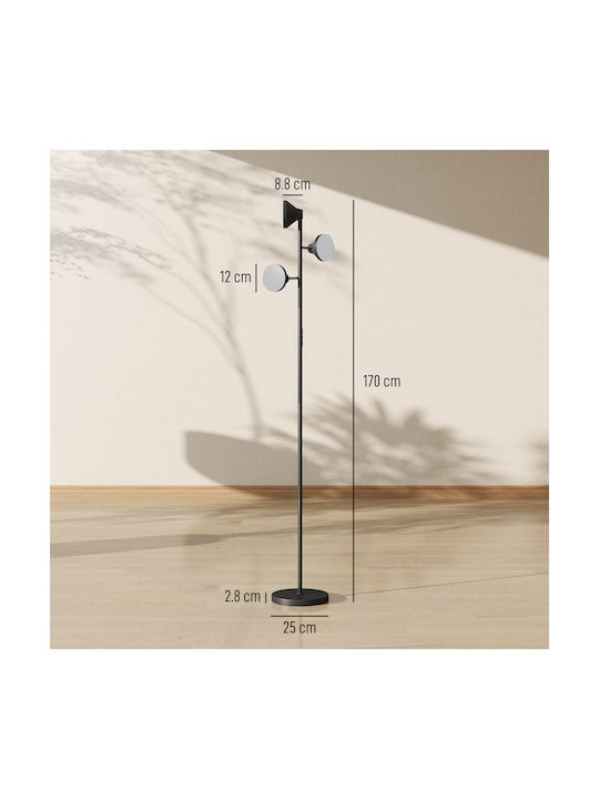 LED Floor Lamp with RGB Light Black