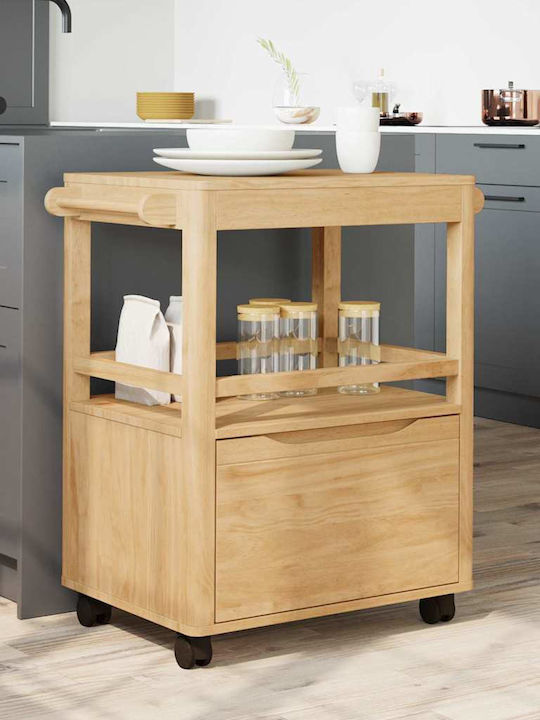 vidaXL Wooden Kitchen Rack 3 Tiers Brown 72.5x45x80cm
