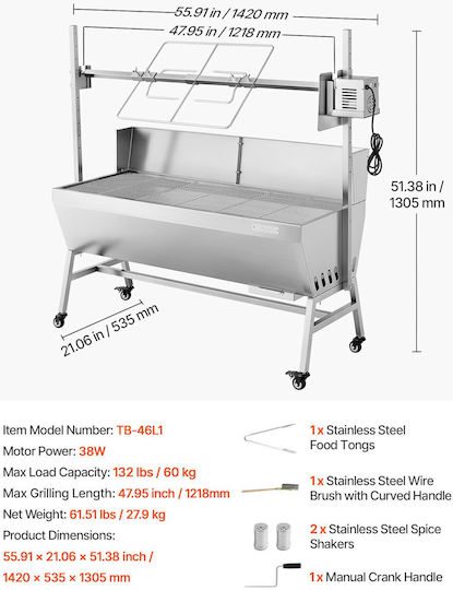 Vevor Stainless steel Charcoal Grill for Lamb