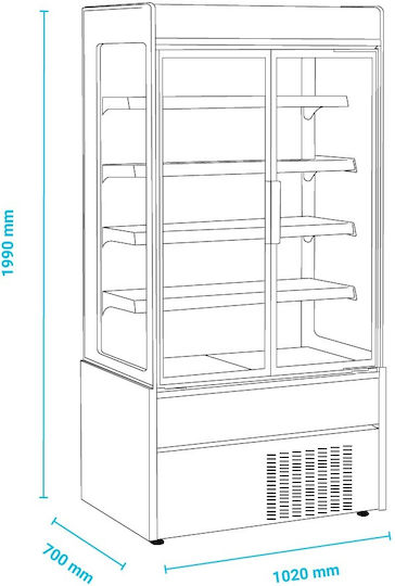 Tensai MAE 100 PV Vitrină frigorifică Self-Service 695lt 102x70x199cm.
