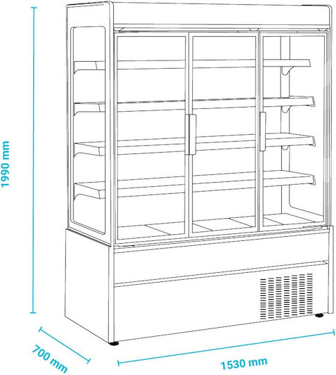 Tensai MAE 150 PV Showcase Refrigerator Self-Service 1075lt 153x70x199cm.