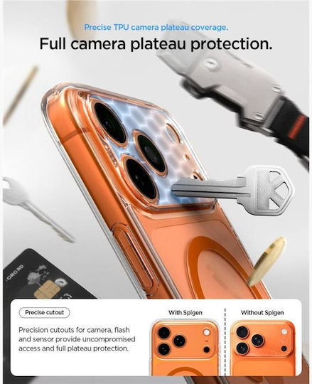 Spigen Ultra Hybrid MagFit Rückseite Umschlag Silikon / Kunststoff 2mm Transparent Orange (iPhone 17 Pro Max)