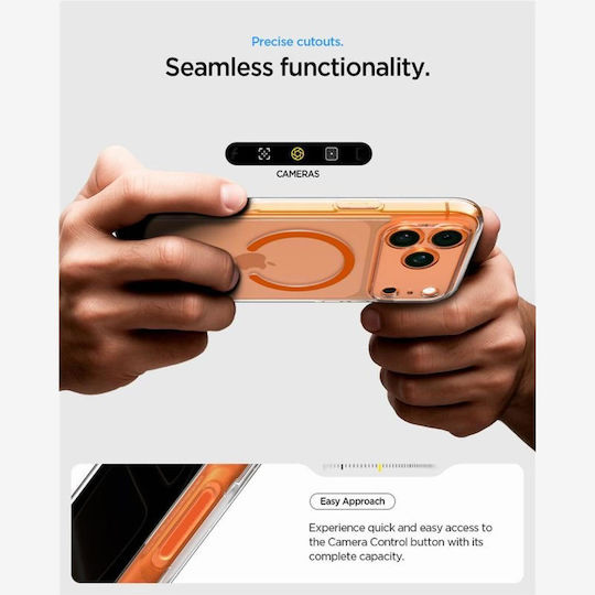 Spigen Ultra Hybrid MagFit Rückseite Umschlag Silikon / Kunststoff 2mm Transparent Orange (iPhone 17 Pro Max)
