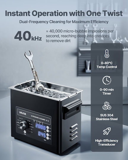 Vevor Ultrasonic Cleaner 3lt with Mechanical Timer