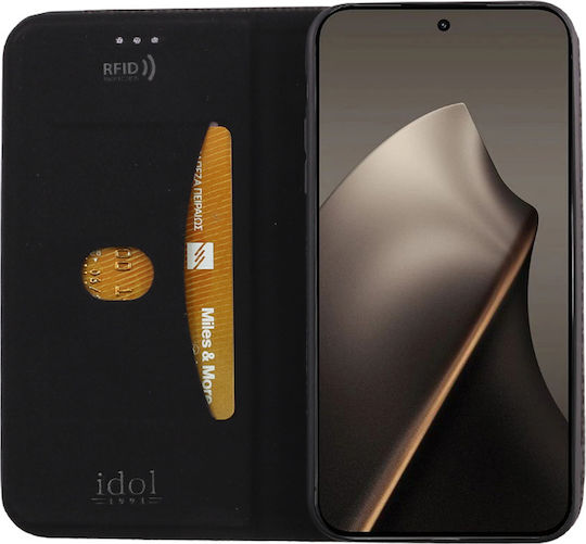 Idol 1991 Elite Anti-rfid Book Synthetic Leather / Silicone Black (Xiaomi 15T)