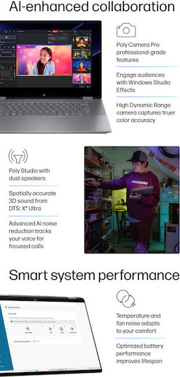 HP OmniBook X Flip 2-in-1 Copilot+ PC 16-AR0013 16" IPS FHD+ Touchscreen (Ryzen AI 300 Series-AI 5 340/16GB/512GB SSD/W11 Home) Meteor Silver (US Keyboard)