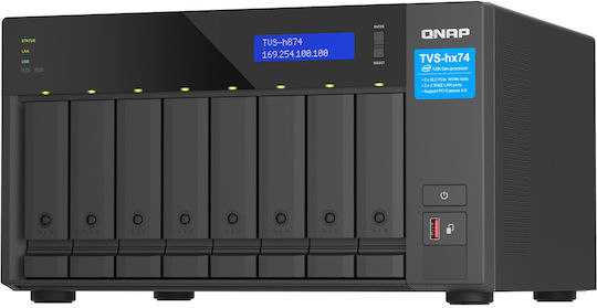 QNap NAS Tower με 8 θέσεις για HDD/M.2/SSD και 2 θύρες Ethernet (TVS-H874T-I7-32G)