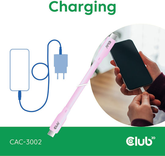 Club3D USB 4 Video Kabel USB-C Männlich - USB-C 240W PD Rosa 2m CAC-3002