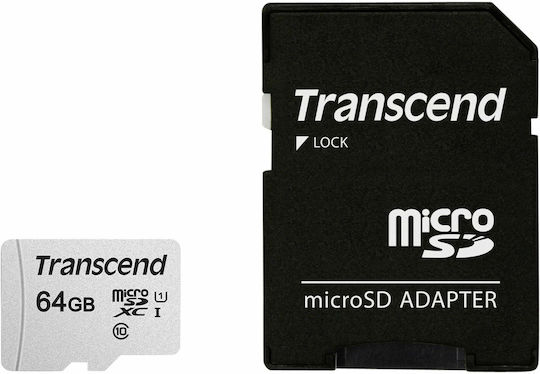 Transcend 300s microSDXC 64GB U1 V30 A1 UHS-I 100MB/s Speicherkarten mit Adapter
