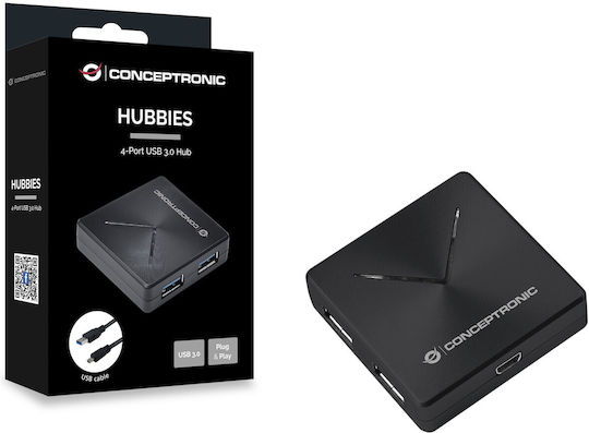 Conceptronic USB-Hub 4 Anschlüsse USB 3.0 mit USB-A Anschluss