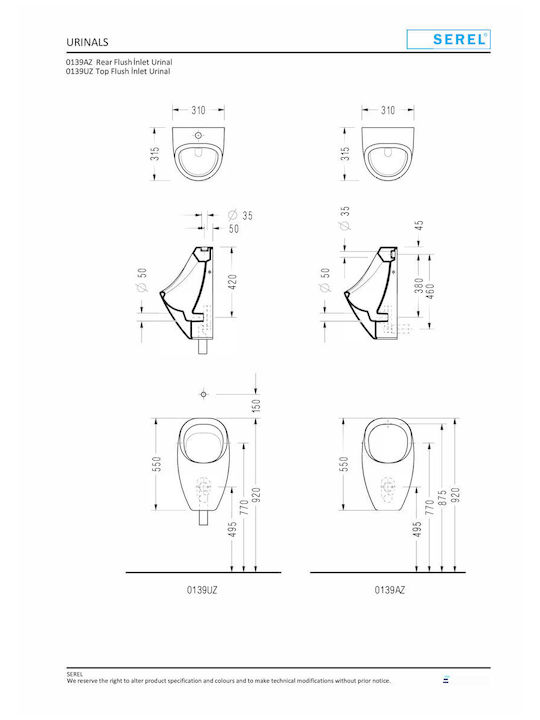 Serel Orkide Urinal Without Cover White