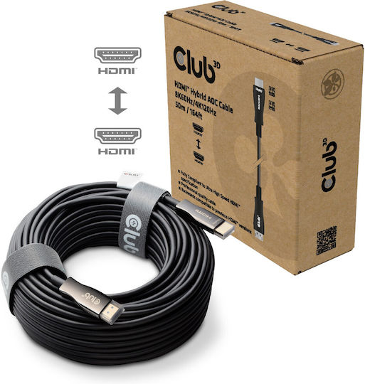 Club3D HDMI 2.1 Ultra High Speed 48Gbps 4K 120Hz HDR VRR Cable HDMI Male - HDMI Male 50m Black