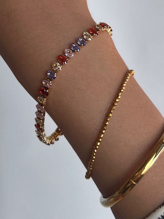 Enotia Women's Riviera Bracelet Made of Gold Plated Steel with Zircon 17cm