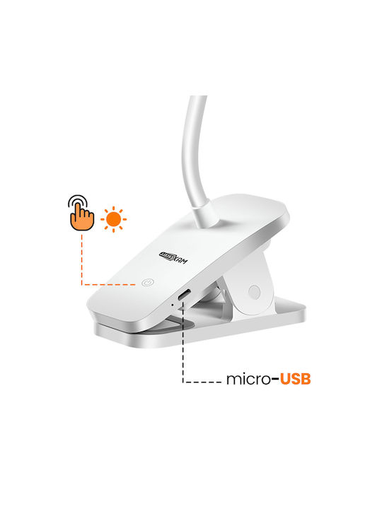 Max Excell 360° Flexible Wireless Led Desk Lamp Clamp Mount White Max Excell 360° Flexible Wireless Led Desk Lamp Clamp Mount White