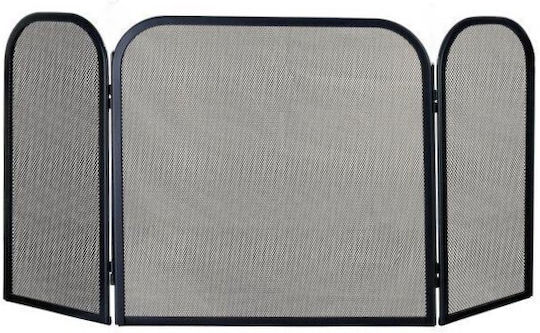 Biofan Metallic Fireplace Screen with 3 Panels 50x25x51cm Black
