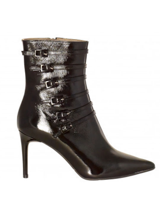 Leder Stiefeletten Damen Schwarz