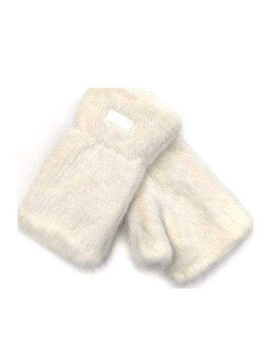 Women's Gloves with Fur White