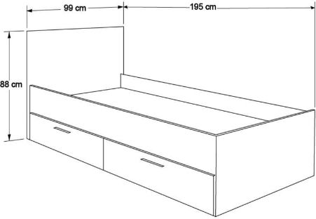 Kinderbett Einzeln mit Stauraum Weiß für Matratze 90x190cm